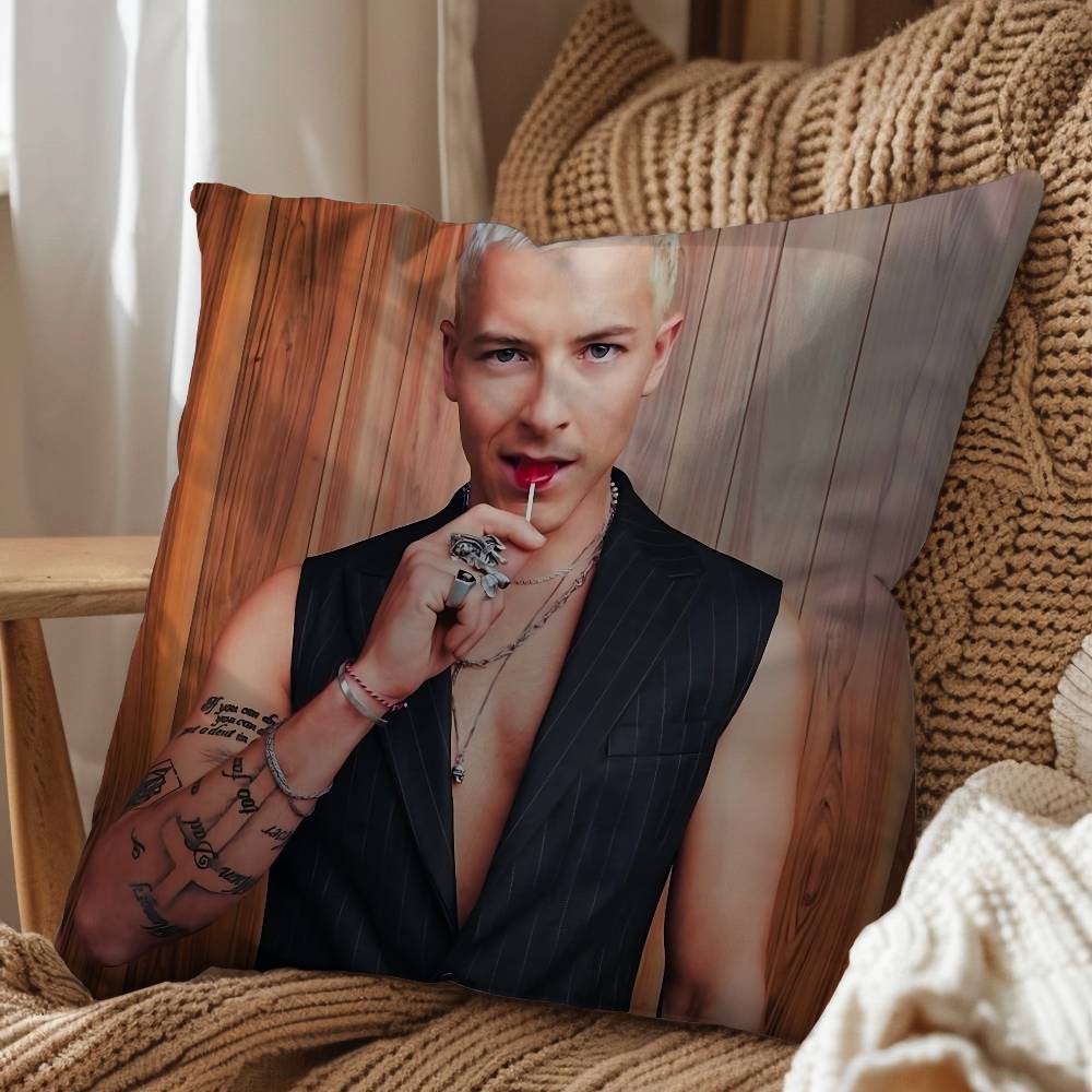 Actor Taz Skylar Long Hair Handsome Sanji Pillow Cover Living Room Sofa Cushion Cover Bedroom Room Bed Pillow Cover Decoration