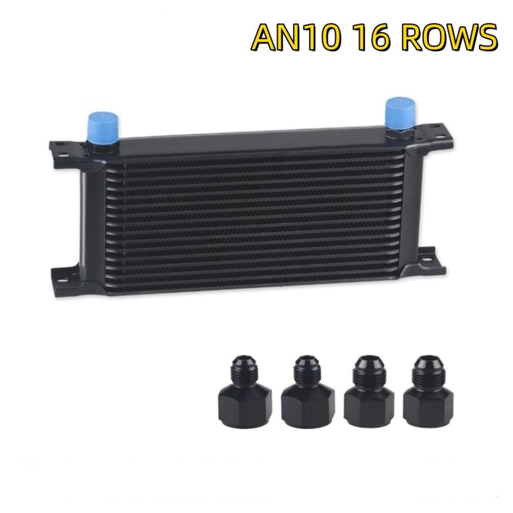 16 Rows Oil Cooler 10AN Stacked Plate Transmission Engine Cooler Universal Black