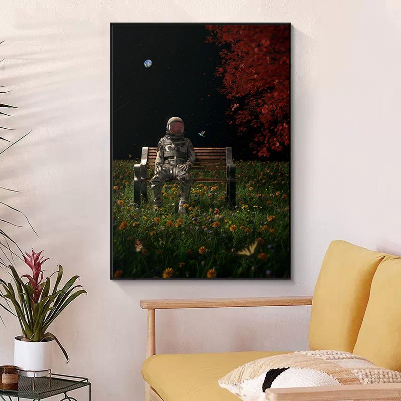 Abstract Colorful Astronaut Space Flower Poster Canvas Painting Nordic Wall Art Picture For Modern Living Room Home Decor Cuadro