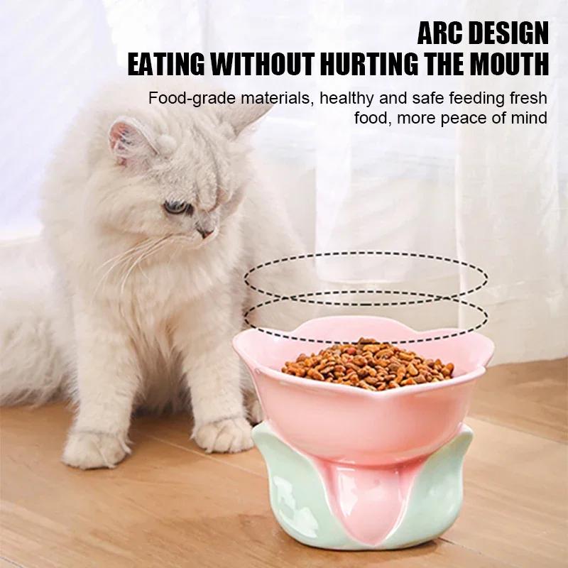 Elevated Pet Ceramic Feeding Cats Drinking Raised Eating Dogs Products Puppy Flower Bowl Feeders Non-slip Cat Small Supplies