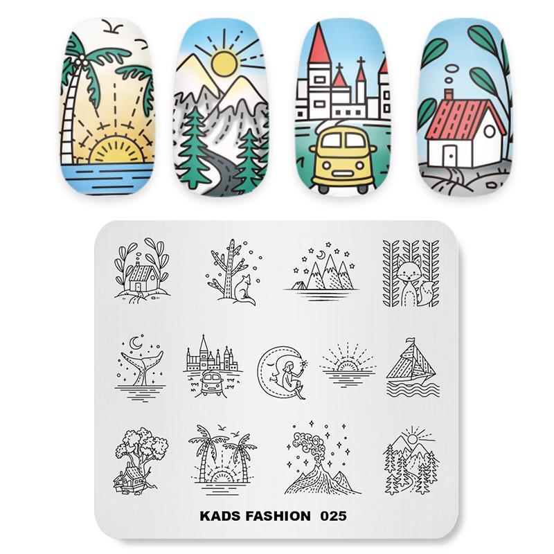 kads Nail Art Template Fashion Day&Night Dreamy Life Design Image Template Nail Stamp Templates Stamping Plates for Nail Art