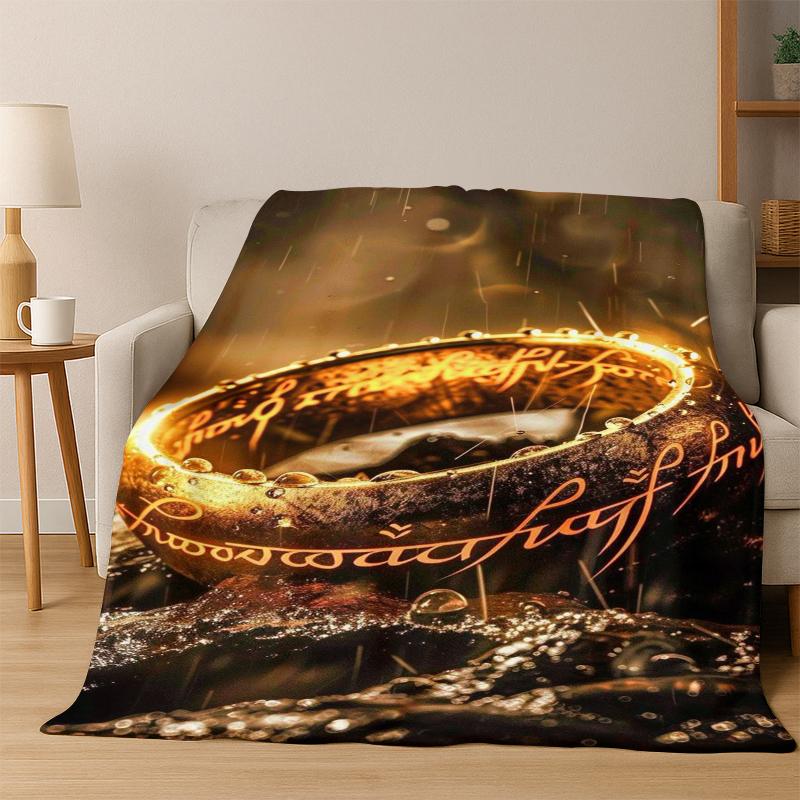 Movie L-Lord of The Rings H-Hobbit Flannel Blanket Soft Warm Blanket Throw Blanket for Bedroom Living Room Bed Picnic Gift Kid