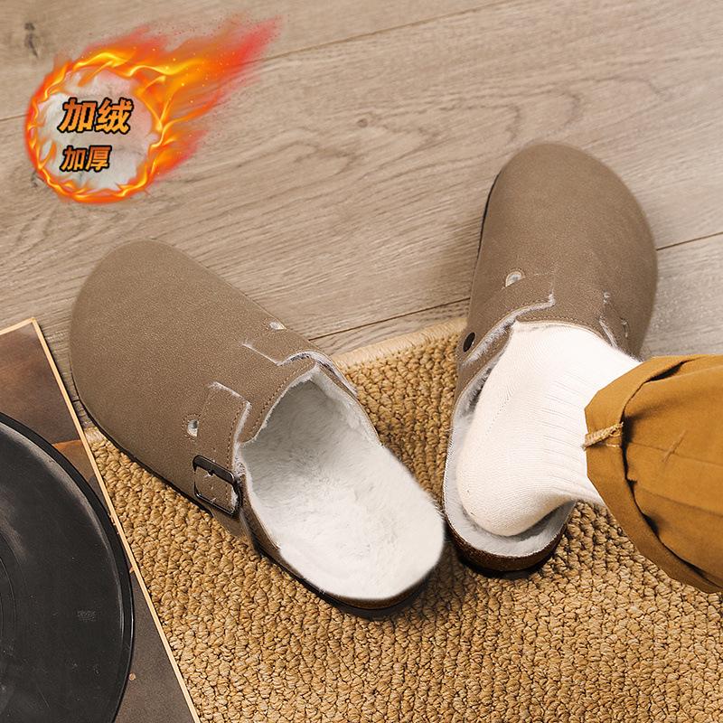 

Birkenstock cotton slippers winter velvet warm cotton shoes waterproof and non-slip office bag head slippers large size 36 [same code as 36-37] пісочний