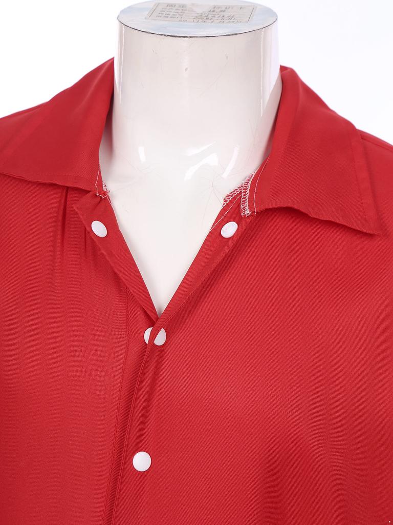 Mens Wear Resistant Turn Down Collar Long Sleeve Button Up Work Coveralls Jumpsuit Uniforms