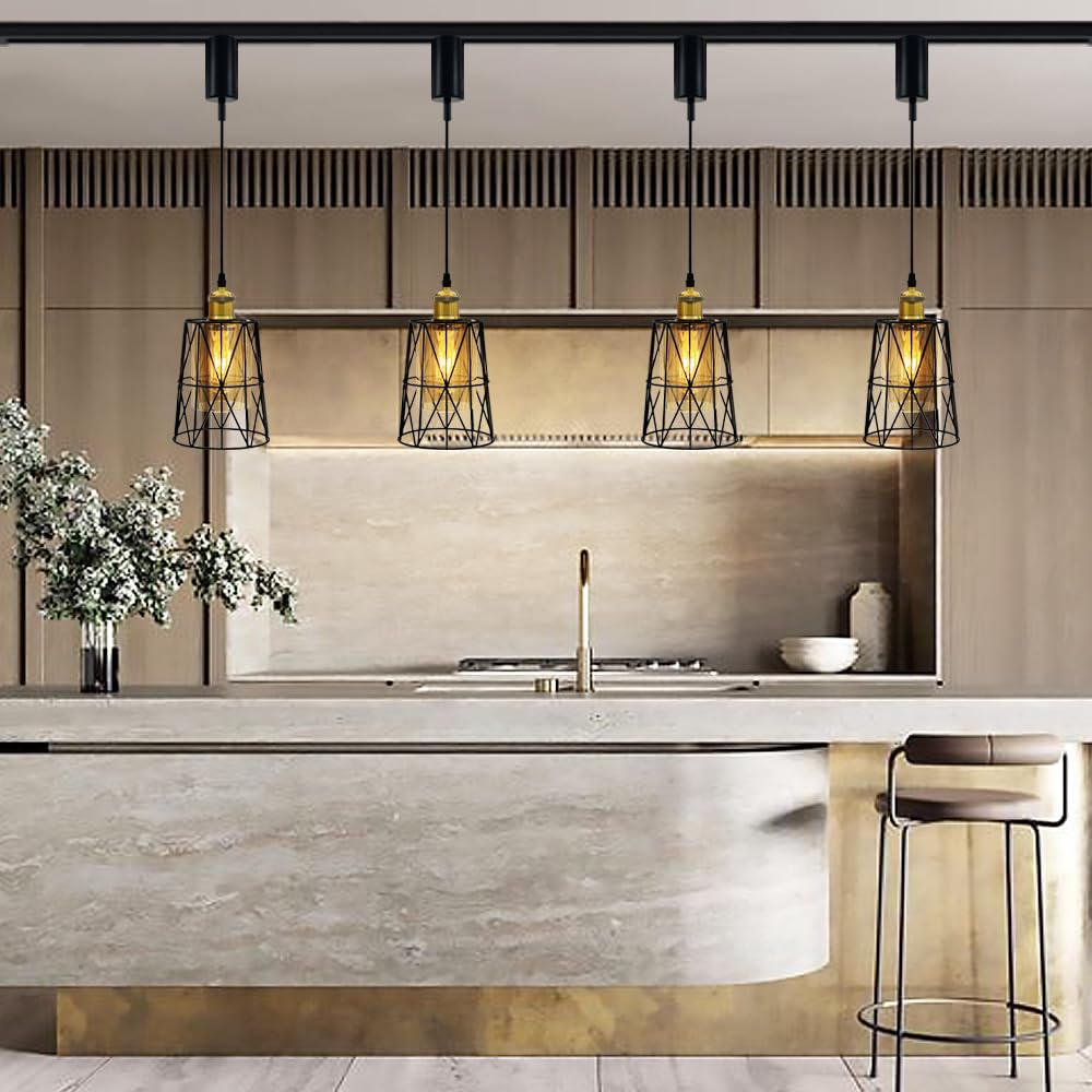 Pendant amber hanging ceiling 1 dining living interior ceiling adjustable cord length track includes daylight white LED light, glass, glass, light,