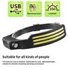 Multi-Functional LED Waving COB Sensing Headlight Outdoor Adventure Riding Night Run Fishing Big Flash Head Light USB Charging