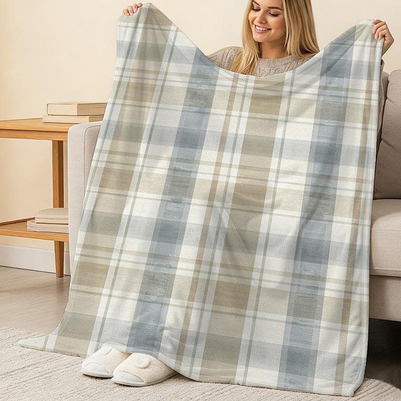 Plaid Flannel Fleece Blanket No Shedding Soft Warm Throw, Cozy Home Blanket for Couch, Bed, Halloween & Christmas, Movie Night Use