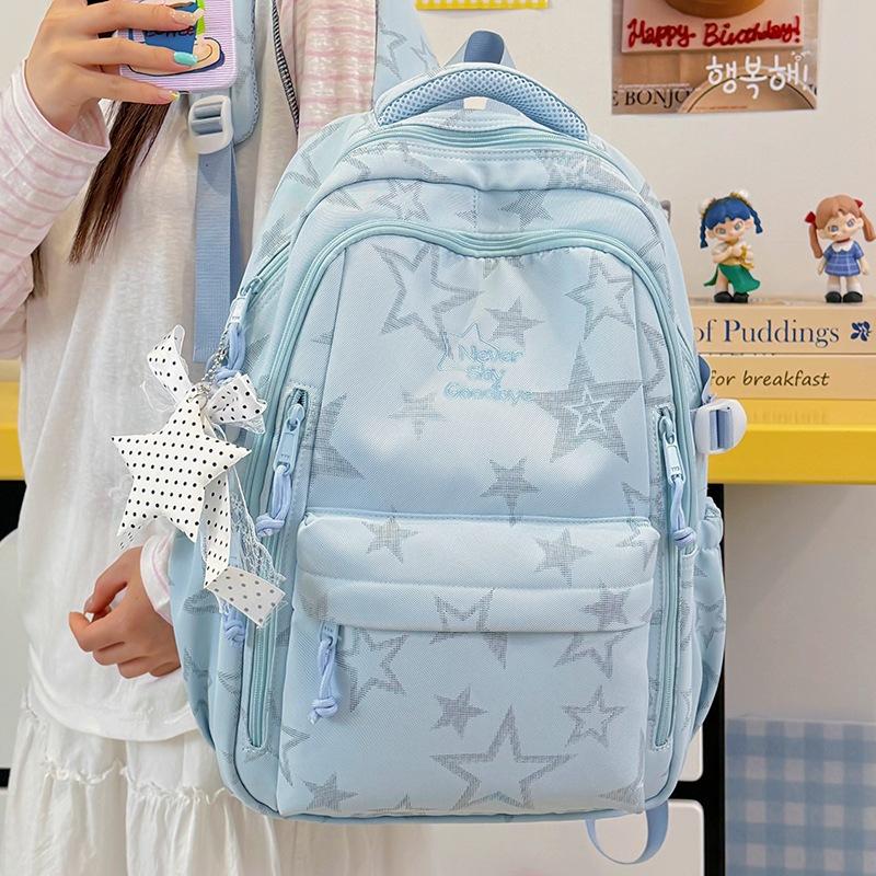 Schoolbag Wholesale Star Printed Backpack Large Capacity Multi-compartment Student School Bag Cute Star Pendant Casual Backpack