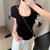 Sexy Girl T Shirt Women Slim Fit U Neck Short Sleeve Casual Tops For Daily Wear