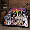 Coperta di Flanella Retro Kiss Rock Heavy Metal Band Gene Simmons, Coperta Morbida Ultra Peluche per Casa Camera da Letto Letto Divano Ufficio