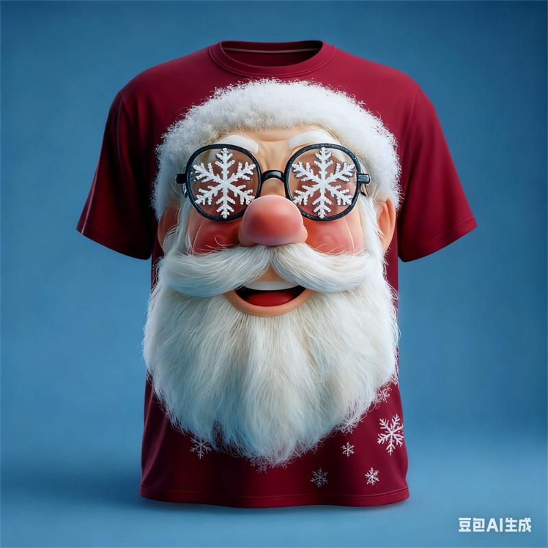 Weihnachten Herren T-Shirt Weihnachtsmann Muster Druck Herren Damen Rundhals T-Shirt Weihnachtsgrafik T-Shirts Neu in Oberteile & T-Shirts