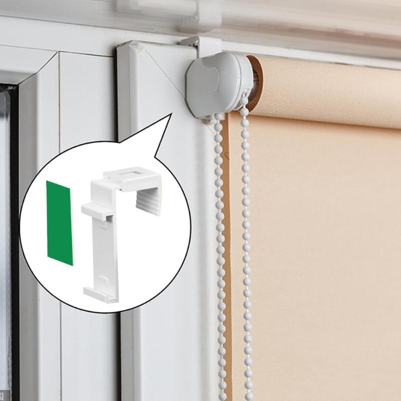 Opakowanie 8 łatwych w montażu uchwytów zaciskowych do rolet, mocnych, samoprzylepnych uchwytów do zasłon okiennych