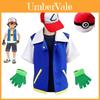 Pokemon Ash Ketchum Cosplay Kostým Plná Sada Pro Dospělé Bunda Rukavice Klobouk Halloween Vysoká Kvalita Elastický Měkký Polyesterový Materiál