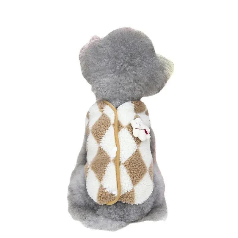 1pc Pet Dog Clothes Soft Warm Fleece Dogs Jumpsuits Plaid Pet Clothing for Small Dogs Puppy Cats Costume Coats