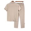 Men's Spring Summer Waffle Texture Two Piece Set Casual Short Sleeve Shirt and Pants Outfit