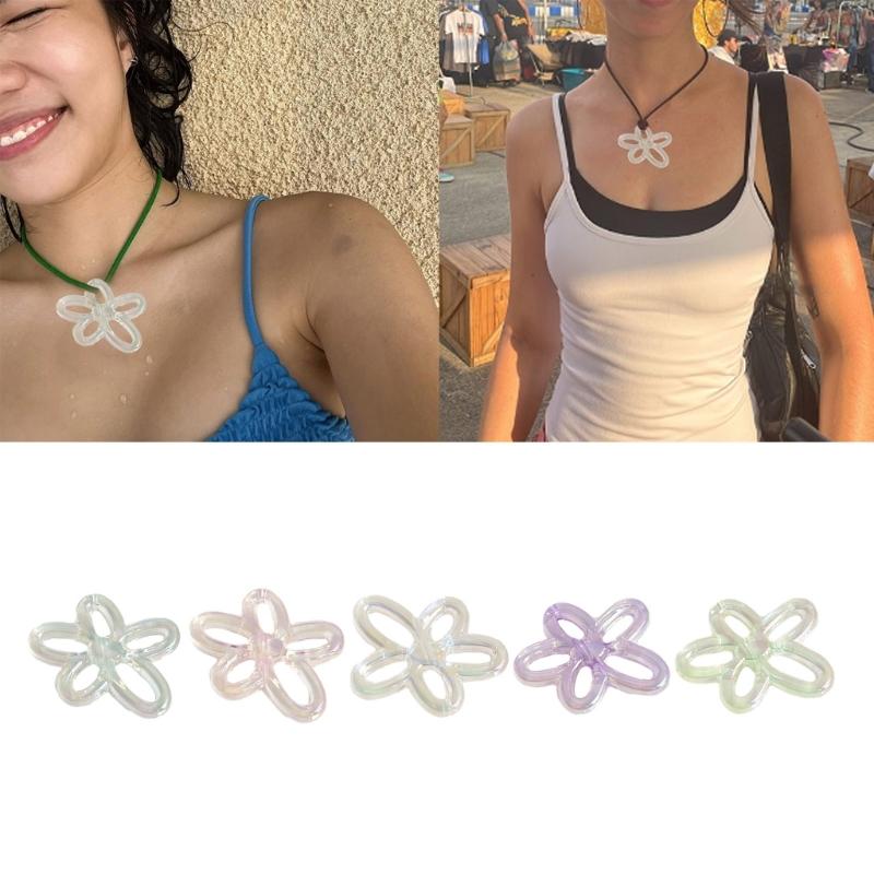 5 Color 24.5mm Irregular Small Flower Charm Pendants for Women DIY Colorful Flower Jewelry Necklaces Making Findings
