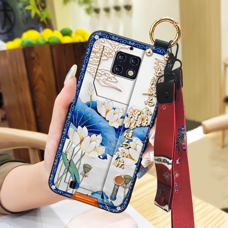 Ring Phone Holder Phone Case For Oukitel WP6 Elderly lady Fashion Lanyard Chinese style Kickstand Silicone Durable