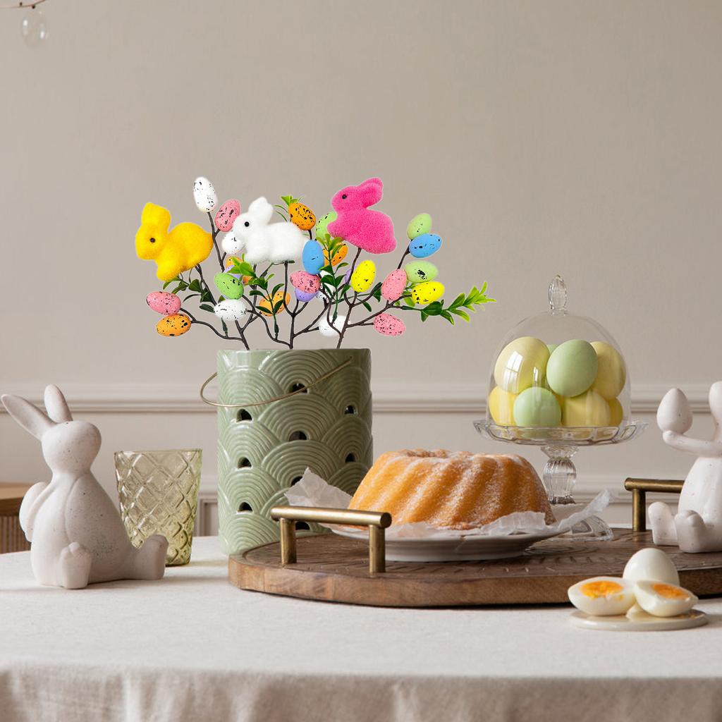 3PCS Easter Egg Stems Artificial Picks for Holiday Decoration Bunny