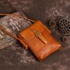 Borse a tracolla piccole da donna semplici in vera pelle Borsa a tracolla versatile per cellulare in morbida pelle bovina naturale tinta unita