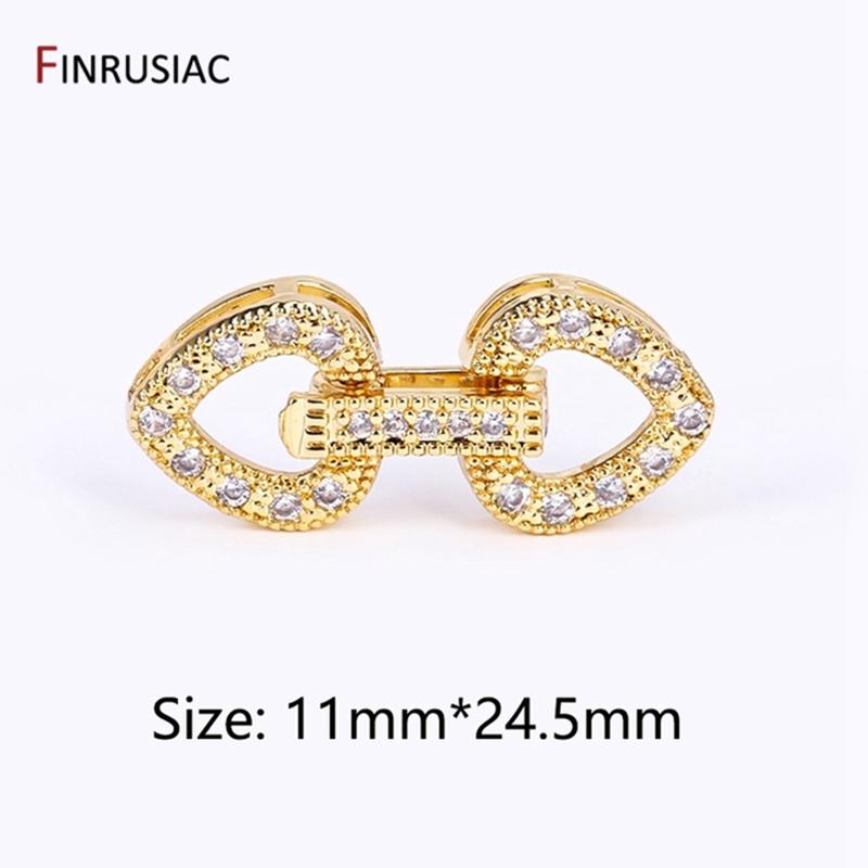 

18K Gold Plated Zircon Square/Heart Shape Pearl Clasps For DIY Jewelry Making, Brass Metal Nacklace Connector Accessories 1 piece