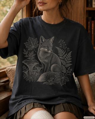 Fox Shirt Woodland Animal Shirt Fall Shirt Cottagecore Shirt Mushroom Shirt Comfort Colors Shirt Graphic Tee