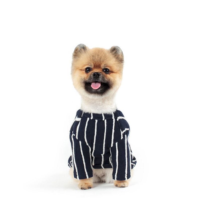 WE.FAM WEFAM T-shirt à rayures et col pointu - Bleu marine