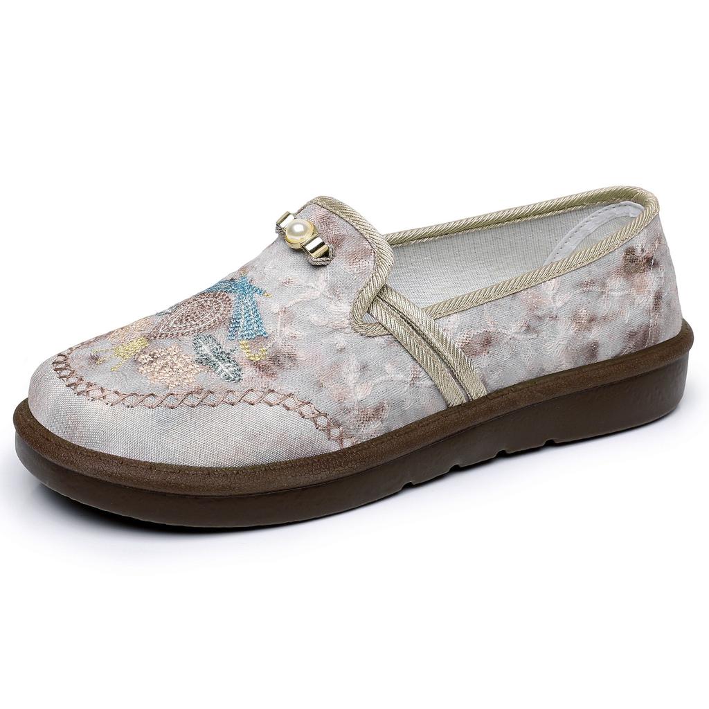 Flats Shoes for Women Embroidered Loafers Lightweight Dress Shoes Cozy Round Closed Toe Breathable Flats Women's Platform Anti-Slip Walking Shoes