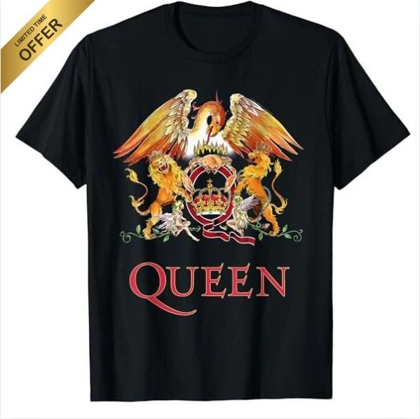 Queen Band Concert T-shirt - New - Queen 1975 Tour and Queen Crest - Unisex T-Shirt XL