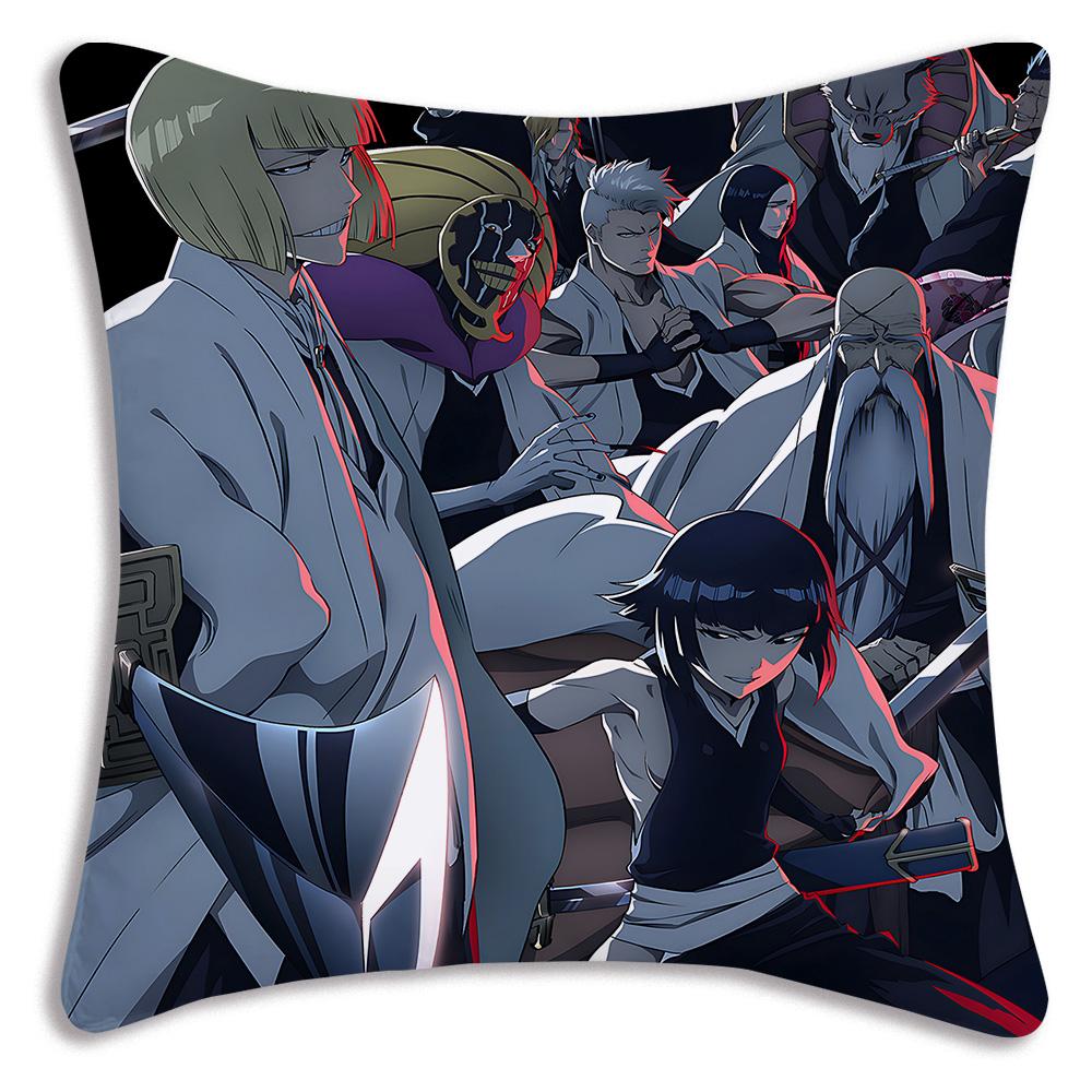 Hot Anime Bleach Ichigo Pillow Covers Cartoon Sofa Decorative Home Double-Sided Printing Short Plush Cute Cushion Cover