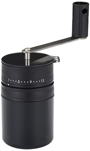 Captain Stag UW-3540 Portable Coffee Mill with 13 Adjustable Grinding Levels, Black, and Storage Case