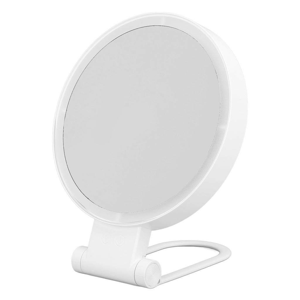 Double Sided Magnifying Mirror 1X 5X with LED Light and Folding Handle Table Top Vanity Mirror for