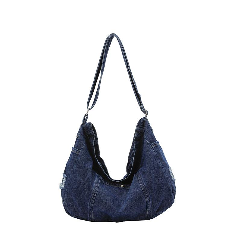 

Denim Simple Fashionable Large-capacity Shoulder Bag Student Commuting Girls Cross-body 38x14x32 темно-синього кольору