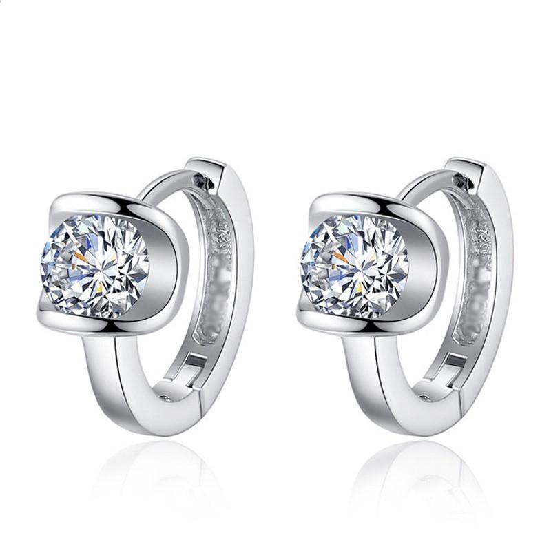 Hoop Earrings For Women Korean Silver Crystal AAA+ Cubic Zirconia Cartilage Septum Piercing Earing Jewelry KAE094