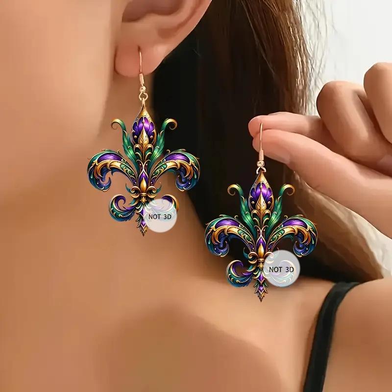 Trendy 2D Acrylic Mask Earrings for Parties and Gatherings