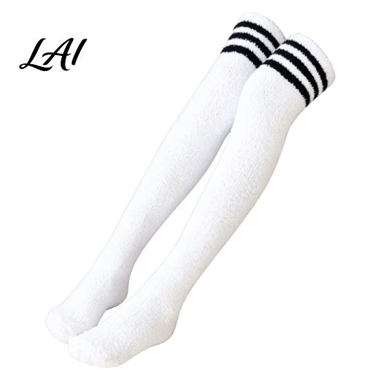 Fluffy Sleeping Socks 1 Pair Women Thigh High for Winter Thickened Coral Fleece Leg Soft Plush Warmer Long Stockings Warm Over Knee Boot Girls