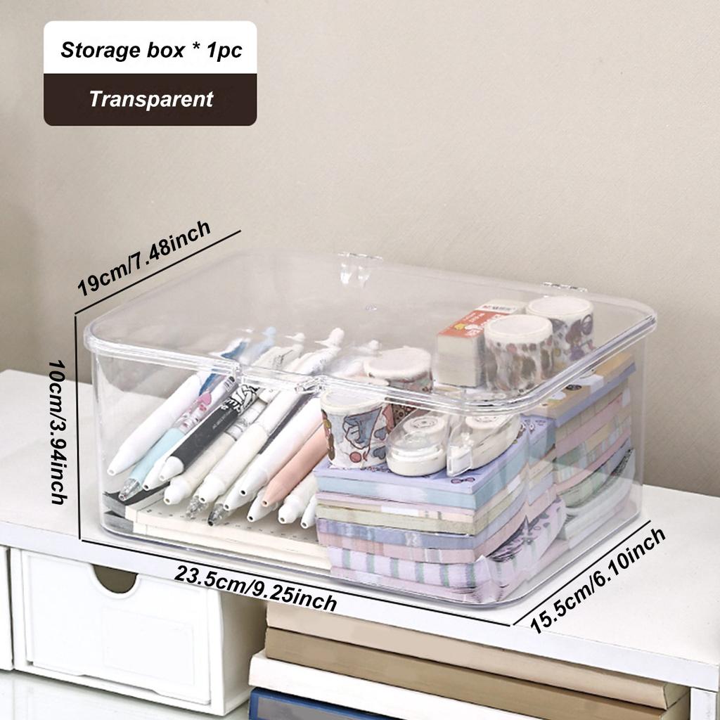 Plastic Storage Box, Covered Storage Box, Flip Top Desktop Storage Container, Office Supplies, Stationery, Cosmetics Storage