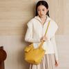 Light Luxury Small Crowd Design Handbag Canvas Bag Genuine Leather And New High-grade Sense All-match Casual Bucket Bag Women's Bag