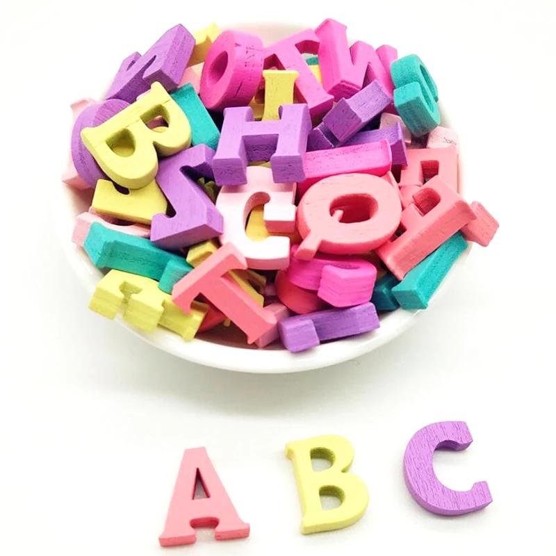 100Pcs Colorful 15mm Wooden Letters Alphabet Wood Slice Wall Decorative DIY Crafts Scrapbooking for Kids Home Accessories letter