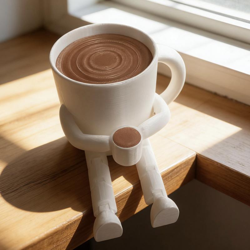 3D Printed Coffee Partner Cute Coffee Cup Coffee Bean Desk Decor Fidget Toys For Coffee Lovers Home Office Ornaments