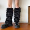 Soft Faux Furs Leg Sleeves Winter Leg Warmers Elastic Thermal Protective Boot Covers Footless Socks For Women Hosiery