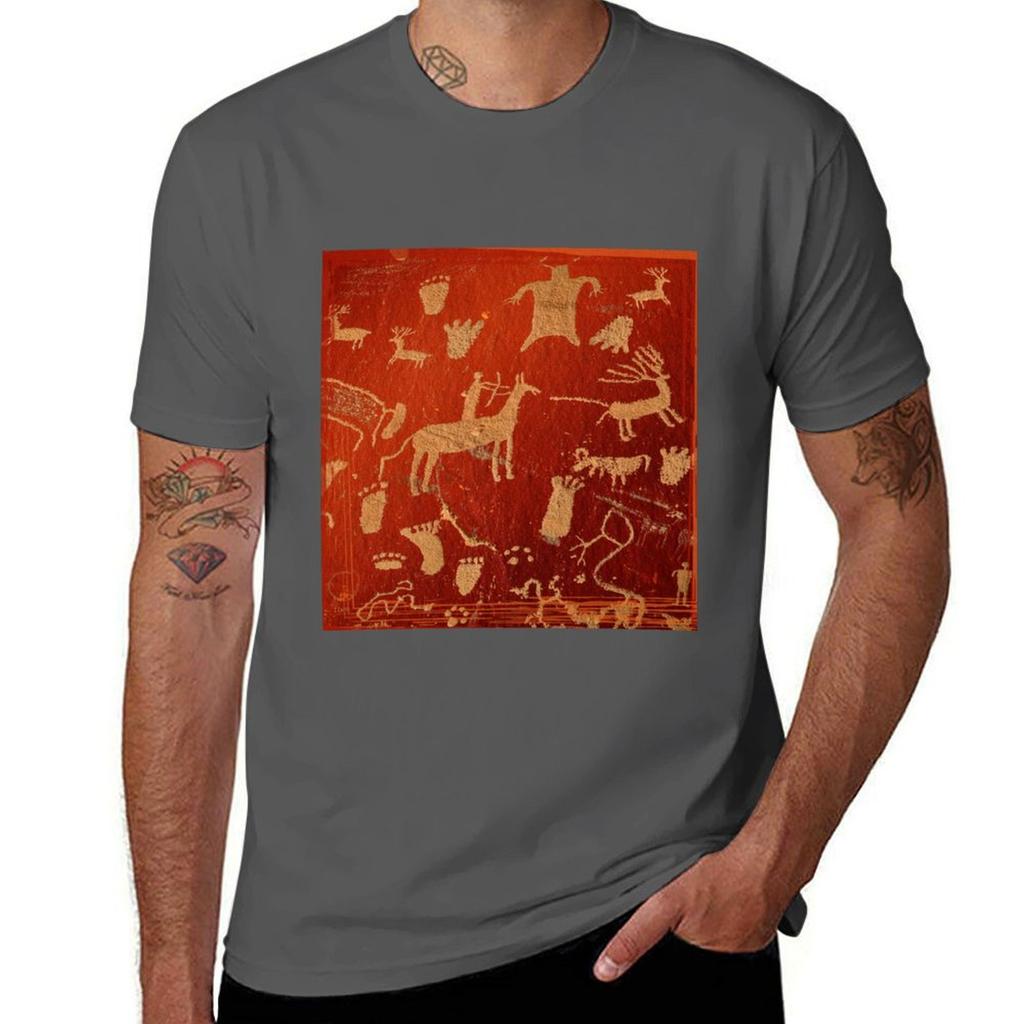 Petroglyphs on newspaper rock at Canyonlands national park Tshirt quick drying boys animal print sweat shirts men