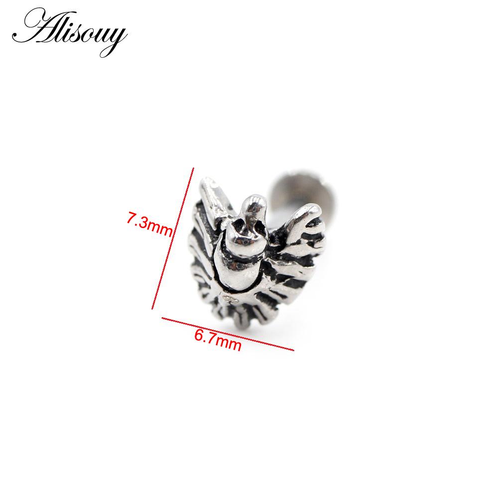Alisouy 1 Stück Edelstahl Stern Mond Kreuz Schlange Totenkopf Tragus Helix Bar Labret Lippenring Knorpel Ohr Ohrring Piercing Schmuck