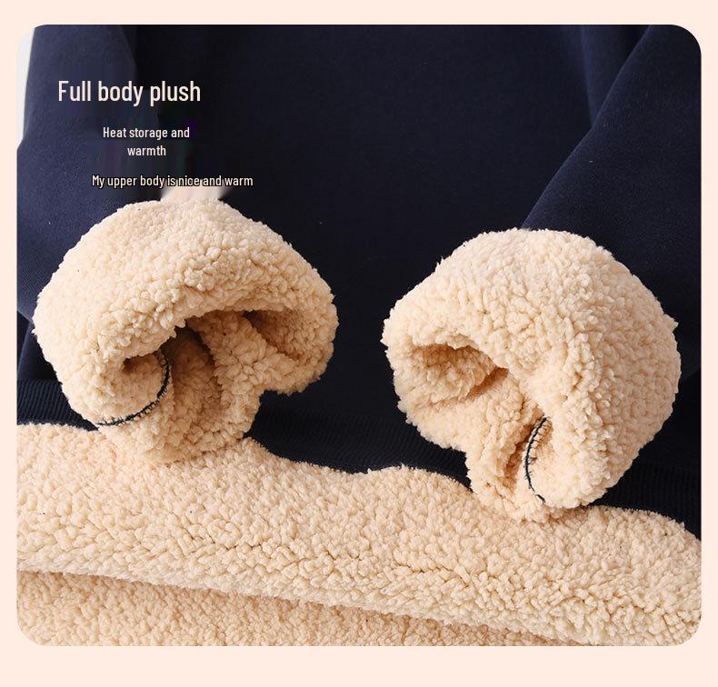 Kids' Lambswool Fleece Hoodie - Fashionable Solid Color Cardigan for Girls and Boys, Warm for Autumn/Winter