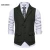 Mens Wool Mix Herringbone Tweed Check Vintage Collar Waistcoat Tailored Fit Vest