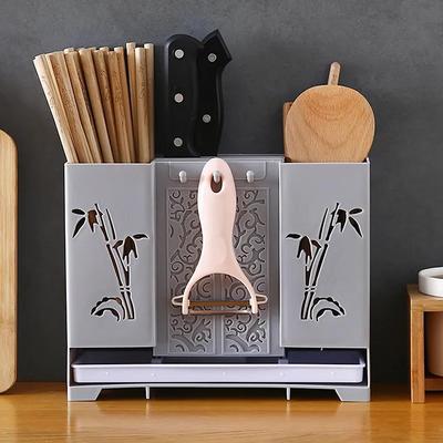 Wall Mounted Chopstick Holder Kitchen Ganizer Plastic Drainer No Punching Basket Straws Cutlery Rests Dishwasher Safe Storage