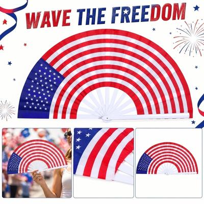 Patriotischer Handfächer 13 Zoll Faltfächer Leichter Langlebiger Fächer für Außenveranstaltungen Paraden Auftritte und Feiern USA-Thema Zubehör