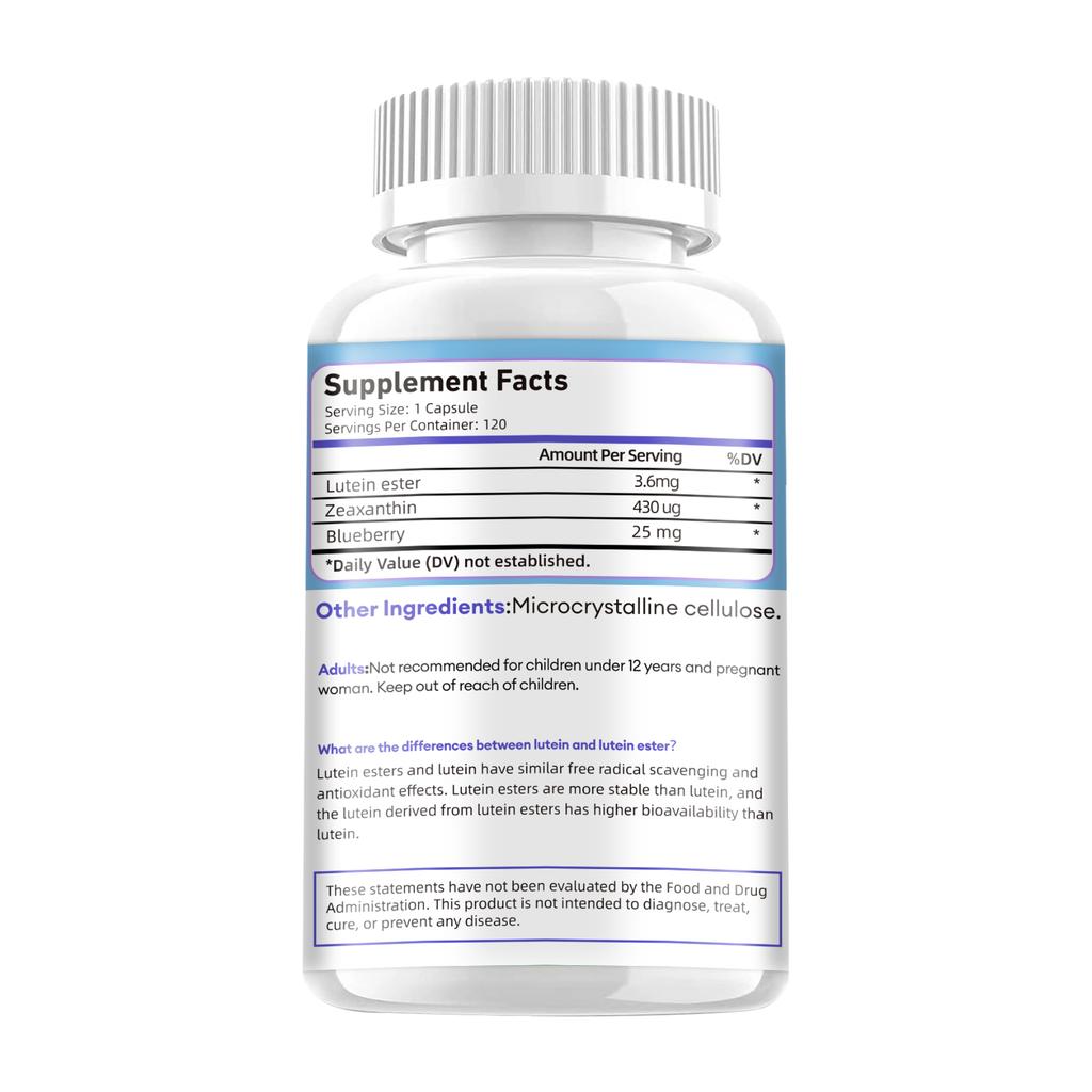 Buporai Blueberry Lutein Ester Capsules 120 Count — Eye Health, Vision Support, Antioxidant Support