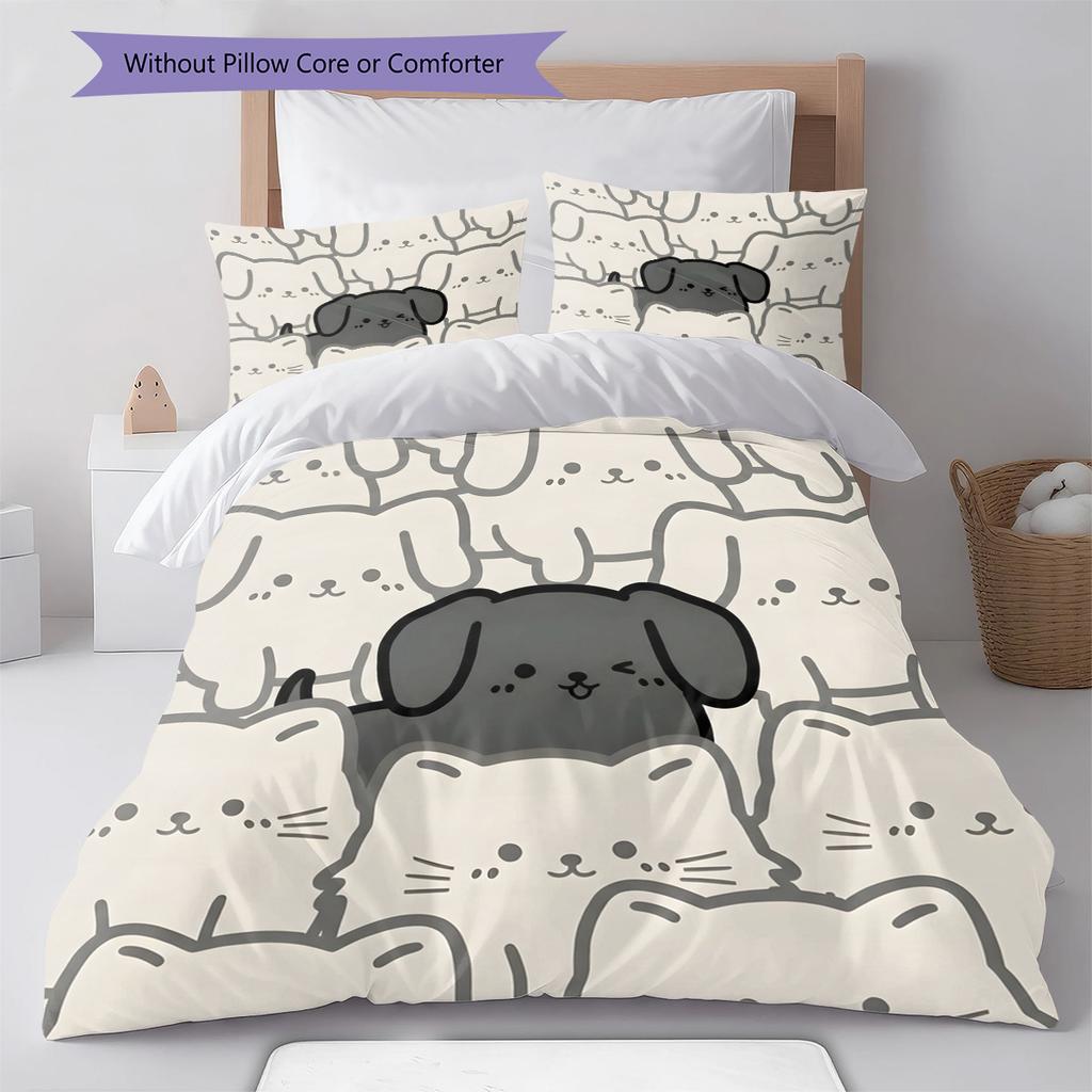 Dachshund Pattern Bedding Quilt Set Quilt Cover Pillowcase Home Decoration Birthday Gift (1 * duvet cover + 2 * pillowcase, without core)