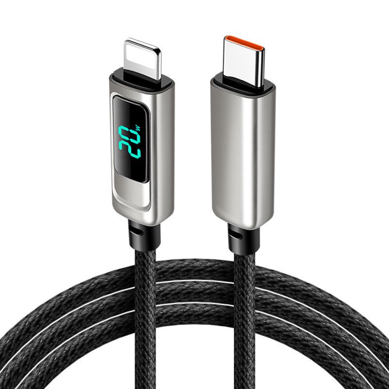 2025 Nylon Braided Fast Charging Type-C Cable with Digital Display, Zinc Alloy, 100W, Compatible with Multiple Models