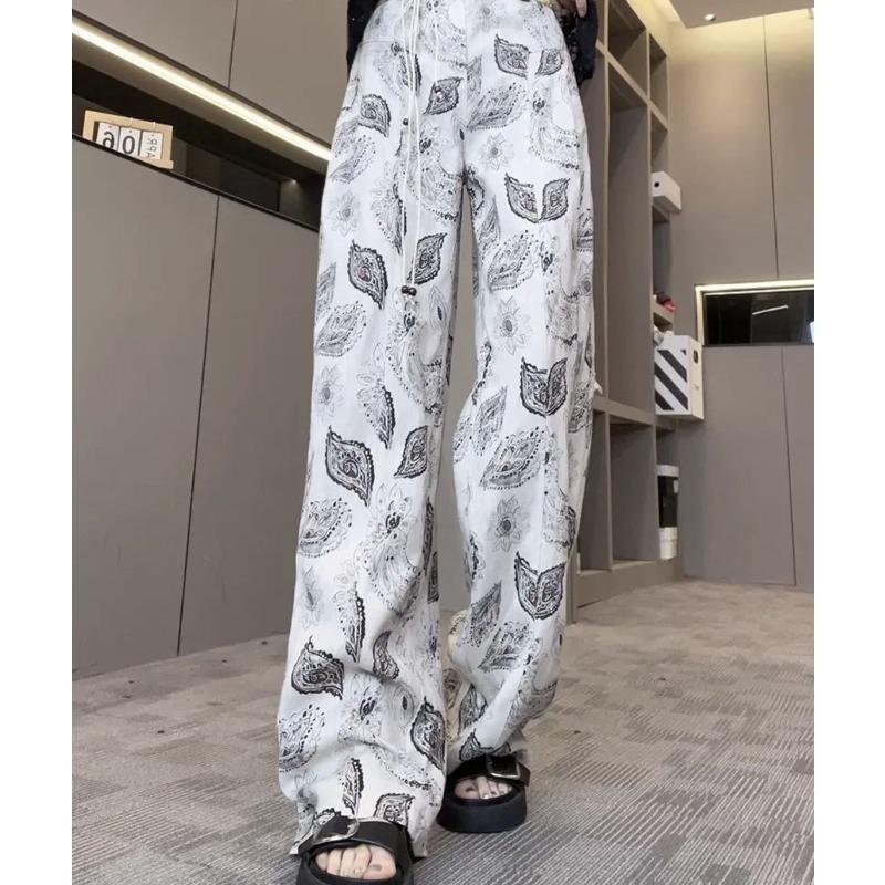 

Ретро тотем хлопок и лен широкие брюки универсальный ленивый ветер высокая посадка драпировка повседневные брюки лето тонкие дышащие брюки в пол XL абрикосовый